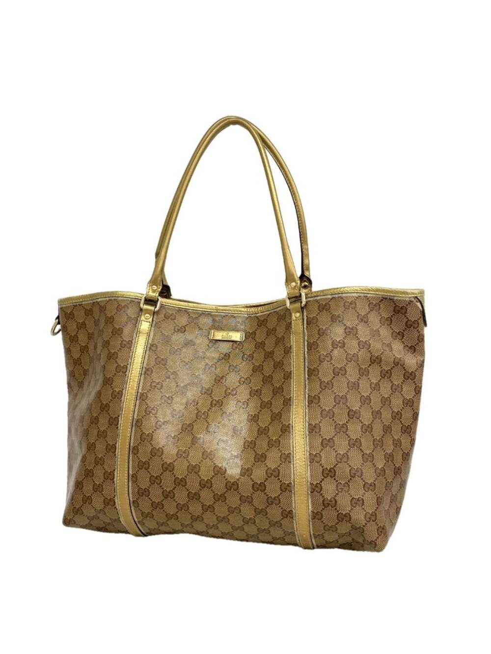Gucci Tote Bag GG Crystal Brown Gold